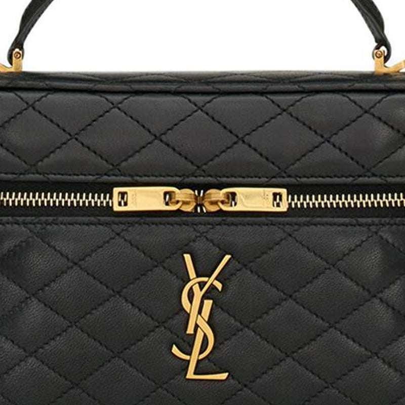 SAINT LAURENT GABY black سان لوران حقيبة مستحضرات تجميل غابي جلد ماعز.