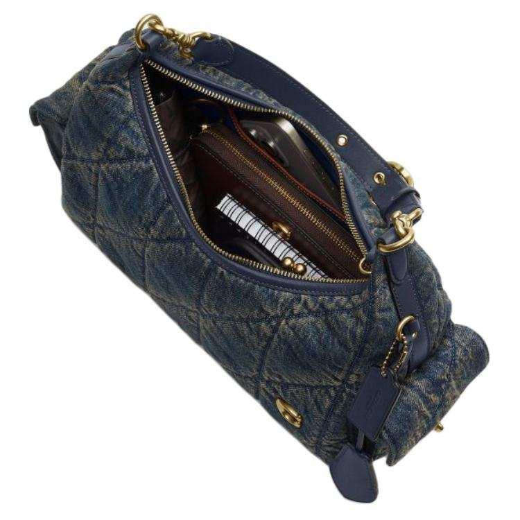 Coach Juliet Shoulder Bag 30 | حقيبة كوتش جولييت الدينيم بتطريز ألماسي 💎.