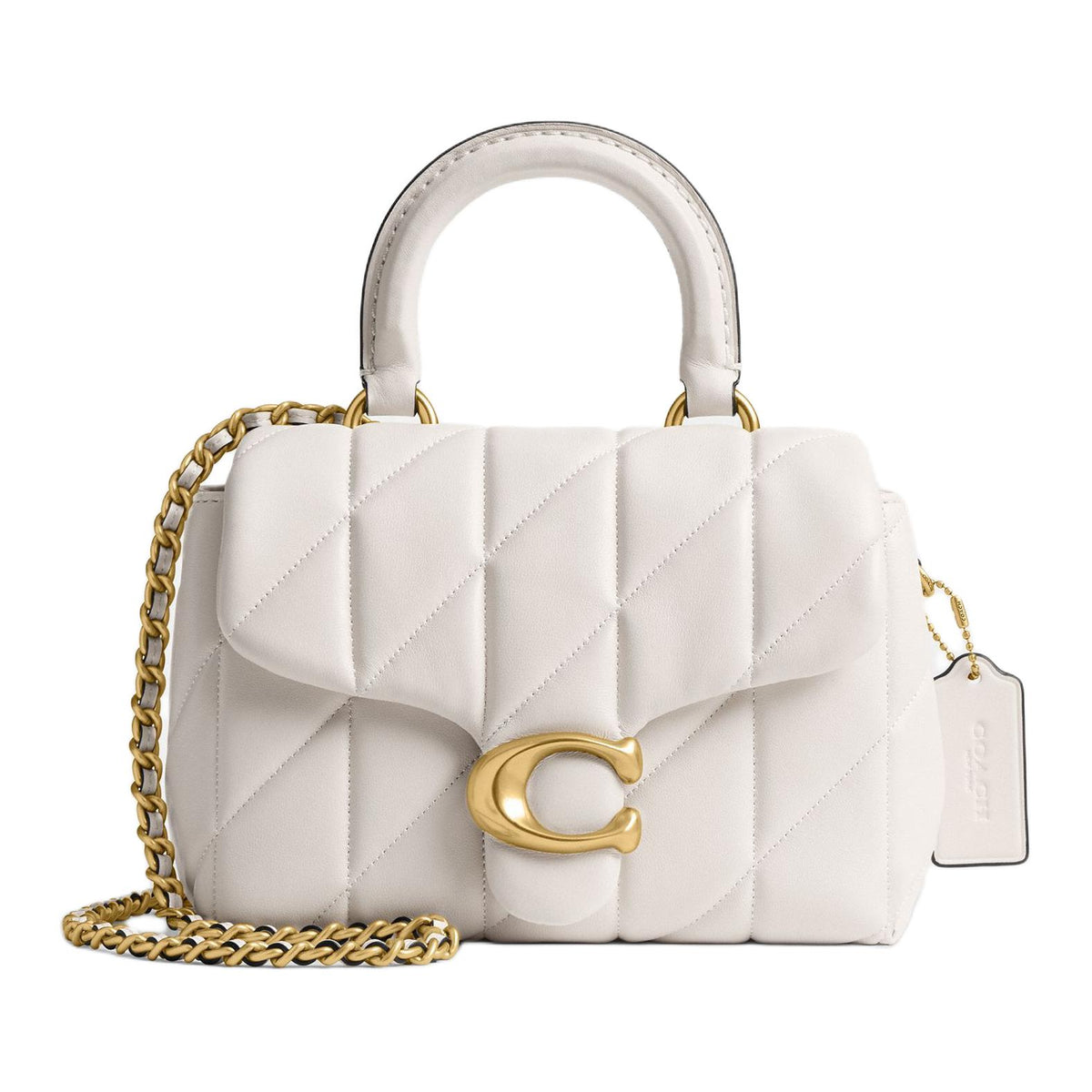 COACH Tabby 19 Quilted Decoration Sheepskin Crossbody Handbag Small Size Women's Chalk White