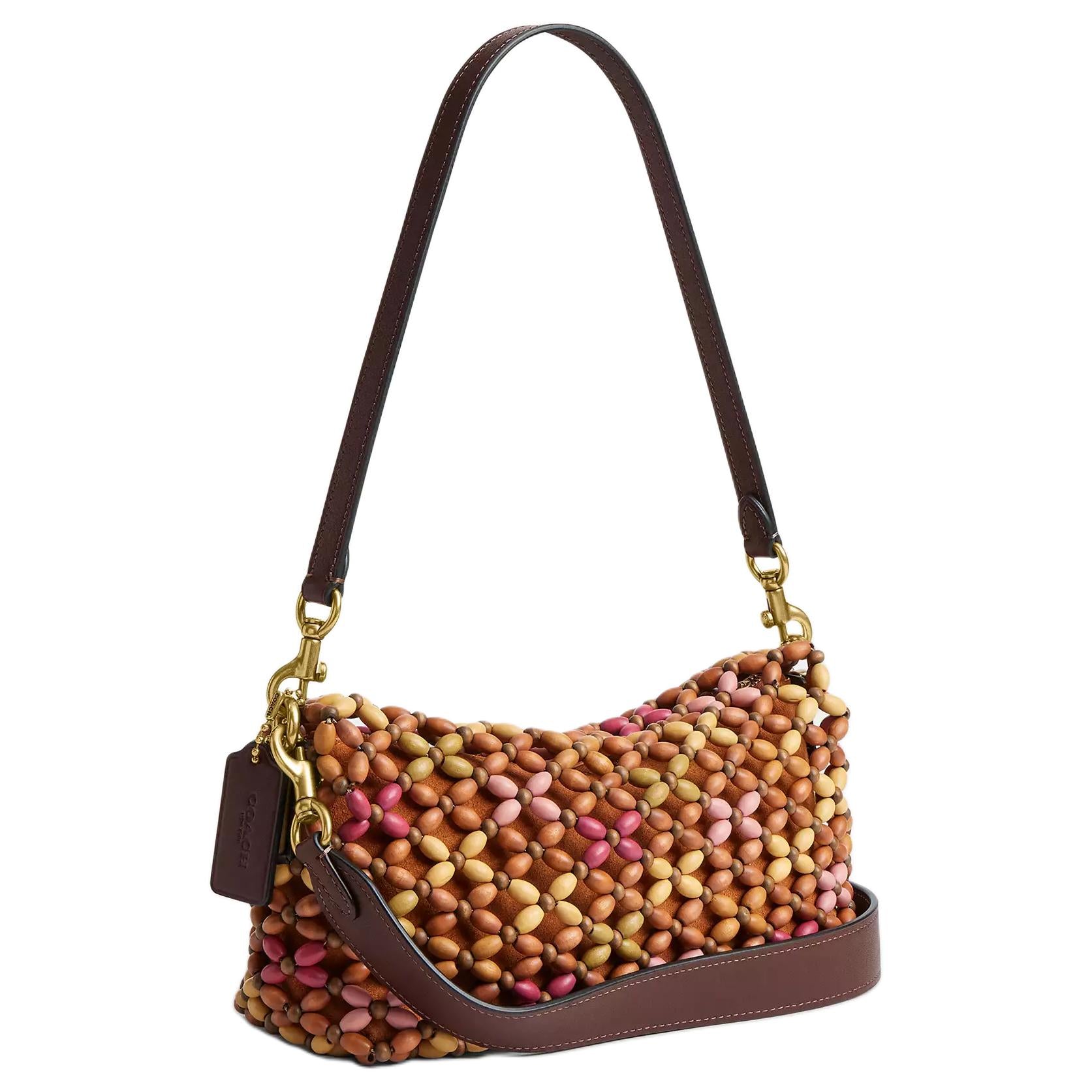 COACH Tapby 26 Wooden Bead Snap-Closure Wood Blend Leather Single Shoulder Bag Medium Women's Maple Style