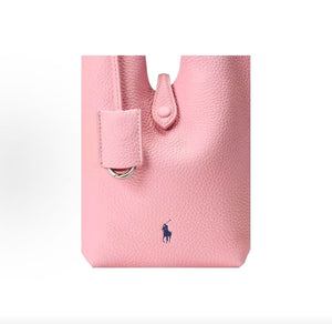 Ralph Lauren Polo Play Signature Pony Embossed Hardware Hobo Bag, Leather Shoulder/Handbag, Small Size, Women's, Marshmallow Pink