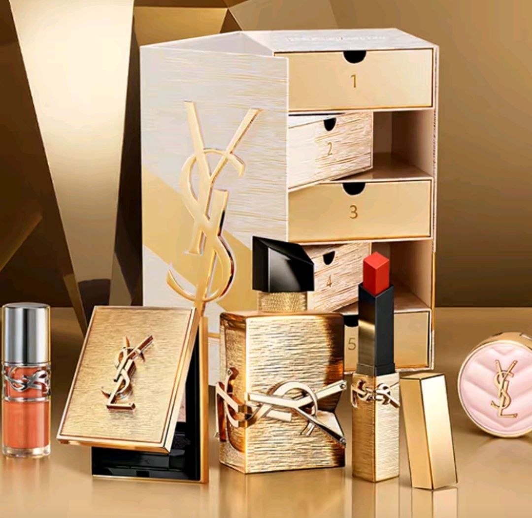 YSL Saint Laurent Limited Edition Countdown Gift Set: Mini Gold Bar Lipstick, Eau de Parfum, and Perfume Makeup Set - Easy-to-Apply, Naturally Color-Rich Cosmetics