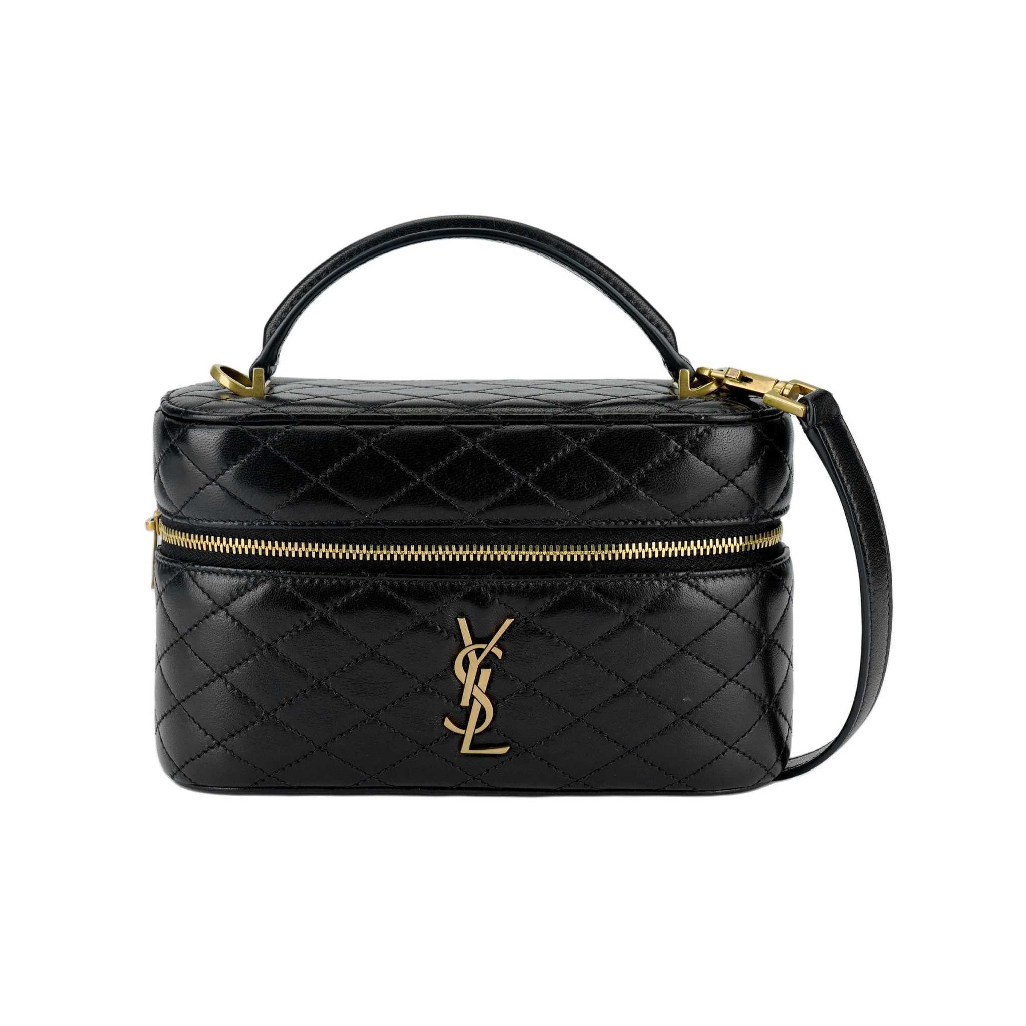 SAINT LAURENT GABY black سان لوران حقيبة مستحضرات تجميل غابي جلد ماعز.