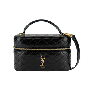 SAINT LAURENT GABY black سان لوران حقيبة مستحضرات تجميل غابي جلد ماعز.