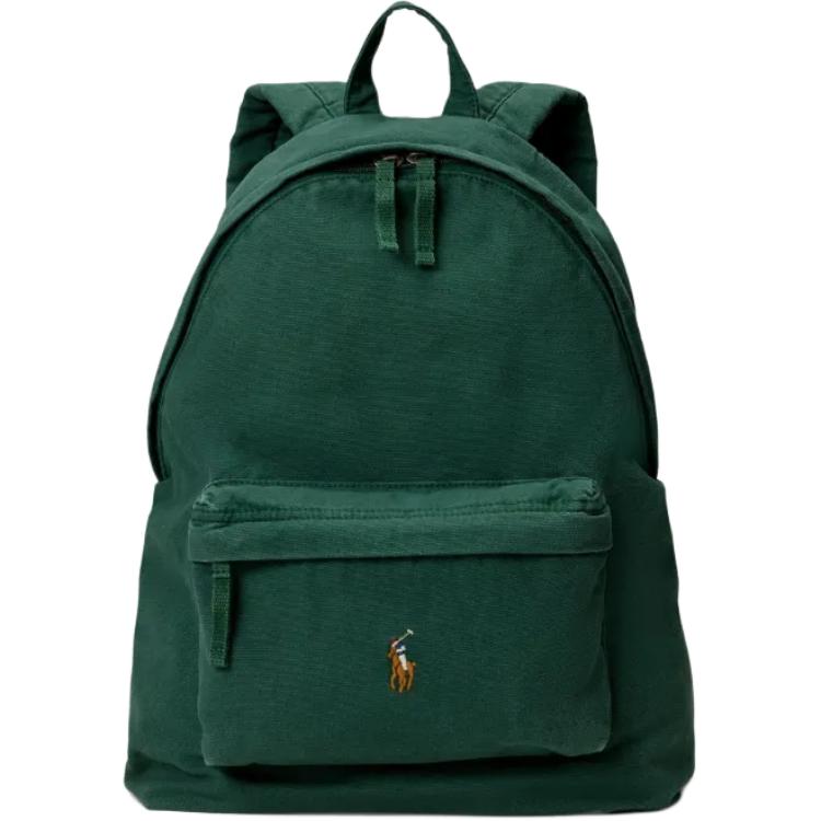 Polo Ralph Lauren Logo Embroidered Adjustable Shoulder Strap Cotton Backpack Unisex Couple Style Green