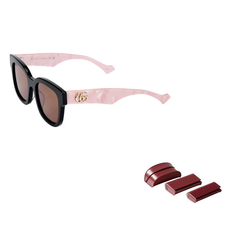 نظارات Gucci شمسية Square سوداء بإطار كلاسيكي فاخر.