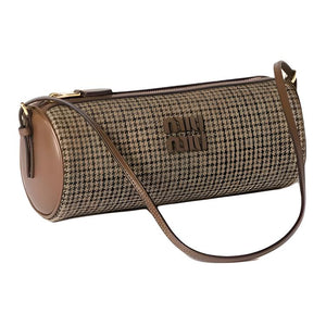 MIU MIU Miu Miu Leather Logo Text Fabric Pen Holder Bag Single Shoulder Bag Women's Dark Brown