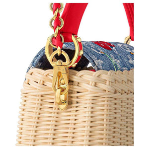 حقيبة Louis Vuitton x Murakami من القش و Denim Cherry أحمر.