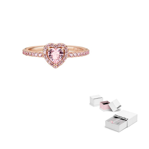 pandora rings خاتم وردي من زيركونيا بطابع رومانسي وأنيق.