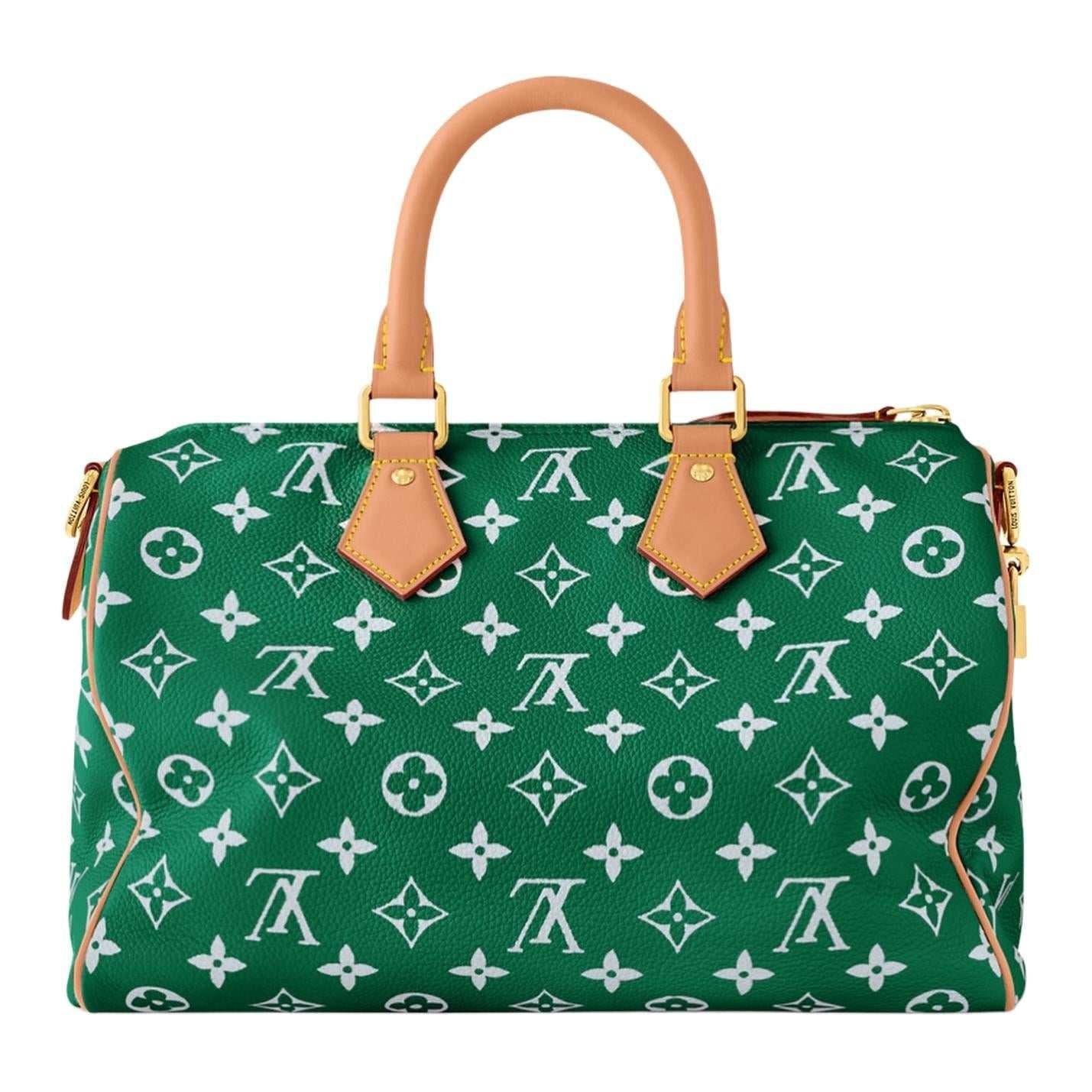 حقيبة Louis Vuitton Speedy 30 بلون أخضر مميز وأنيق.