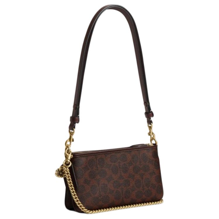 COACH AUDREY 22 Double Zipper Closure Brass Metal Hardware Artificial Leather Single Shoulder Bag Small Women's Brown