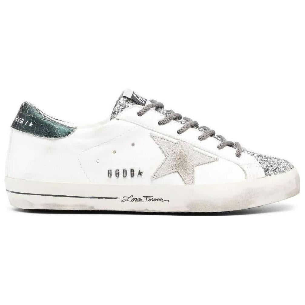 حذاء Golden Goose رياضي نسائي أبيض بجليتر فضي