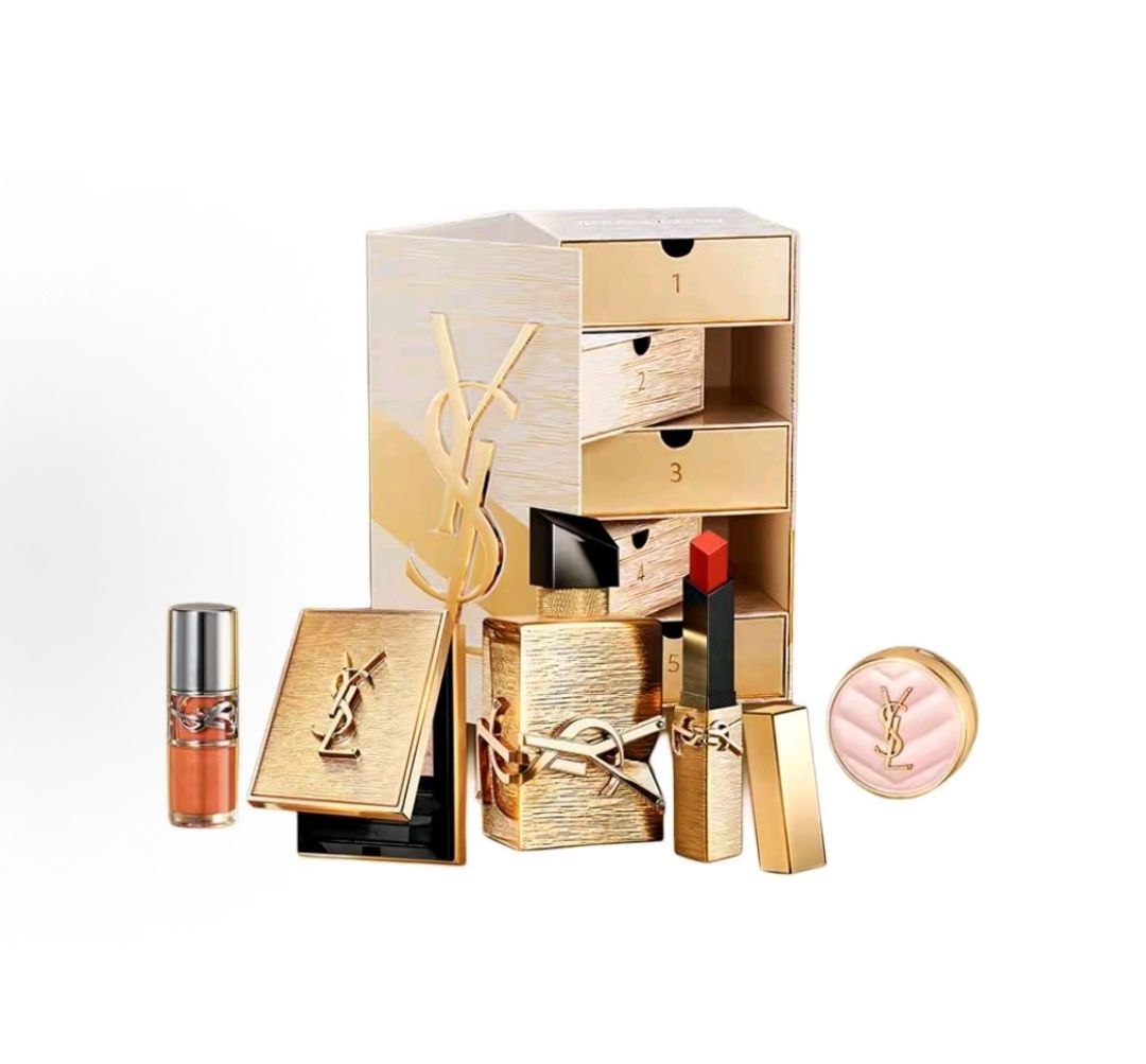 YSL Saint Laurent Limited Edition Countdown Gift Set: Mini Gold Bar Lipstick, Eau de Parfum, and Perfume Makeup Set - Easy-to-Apply, Naturally Color-Rich Cosmetics