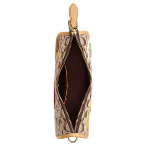 COACH x Brain Dead Collaboration Waverly 24 Brass Metal Hardware Fabric Cowhide Leather Crossbody Shoulder Bag Small Women's Khaki