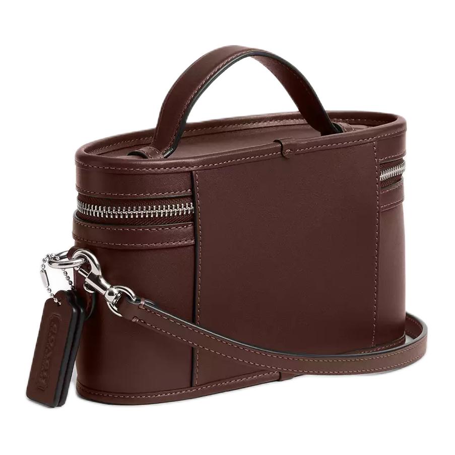 COACH Trail 21 Brand Logo Leather Single Shoulder Crossbody Handbag Small Women's Maple Color