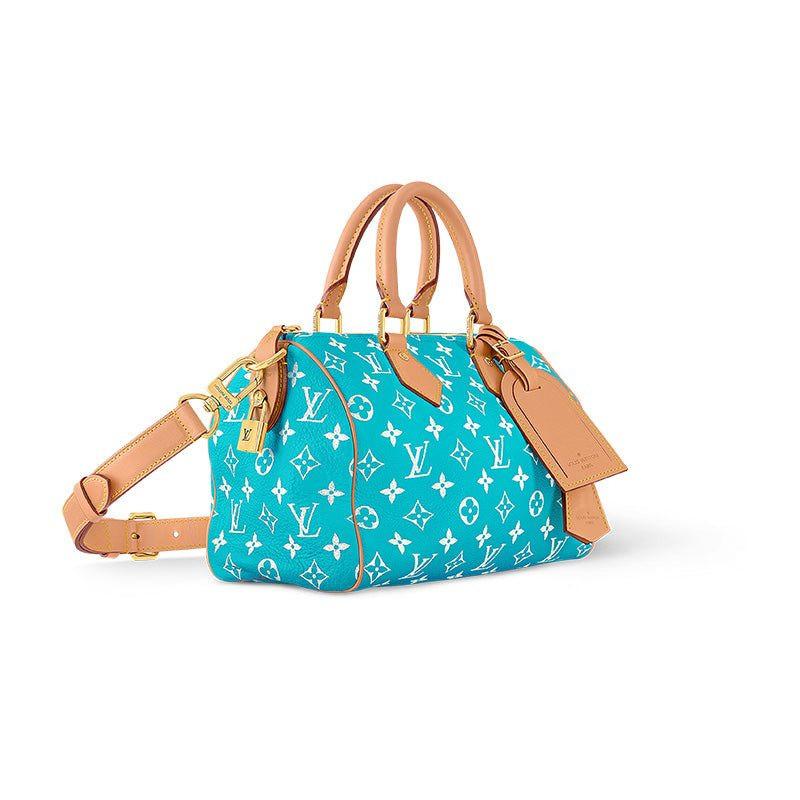 حقيبة Speedy 25 باللون الفيروزي ونقش Monogram الأنيق.
