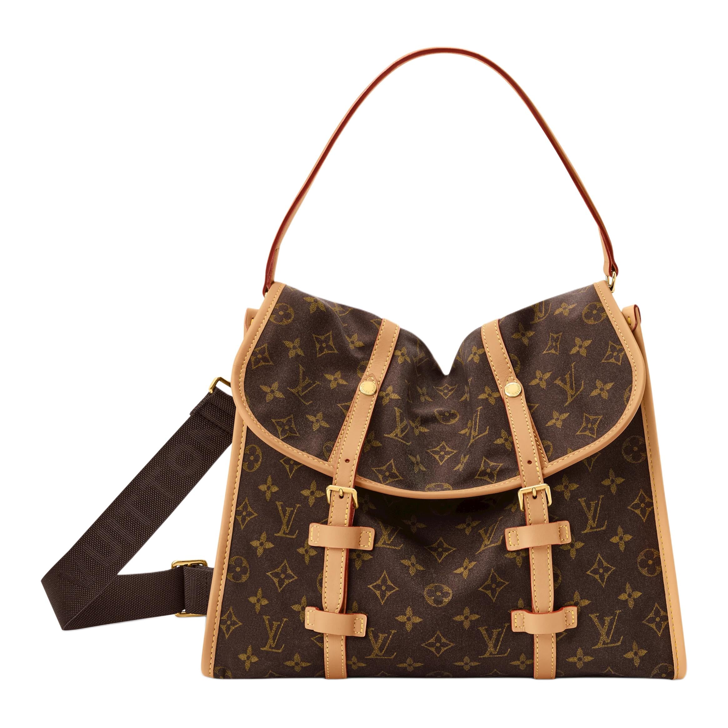 LOUIS VUITTON JET LAG Gold Hardware Accessories Mulberry Silk Combined with Nylon Crossbody Handbag Shoulder Bag Medium Size Men's Brown