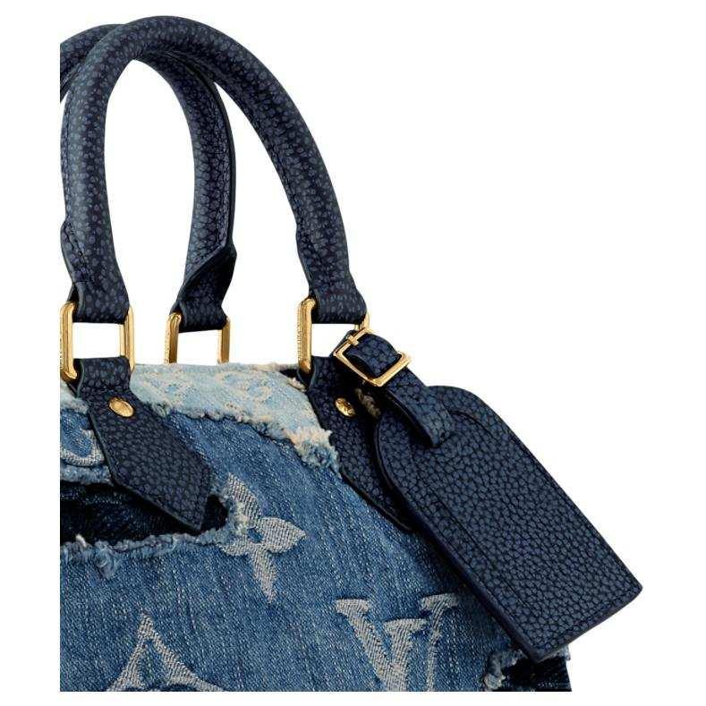 حقيبة Louis Vuitton Speedy بتصميم Patchwork Denim الأزرق.