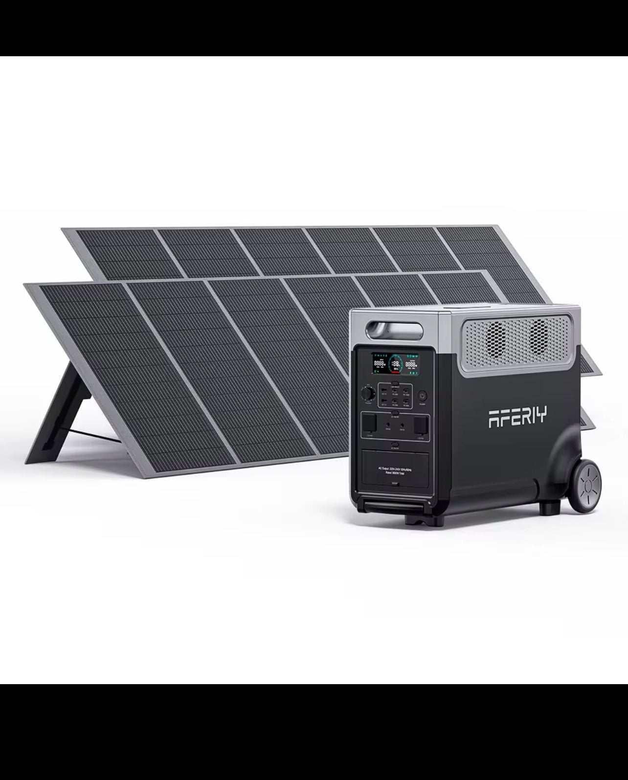 🔋 محطة طاقة شمسية 3840Wh محمولة AFERIY LiFePO4 مع ألواح شمسية 400W (قطعتين).