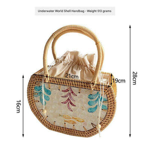 حقيبة يد Handbag من الخوص الطبيعي بتصميم فني يدوي مميز.