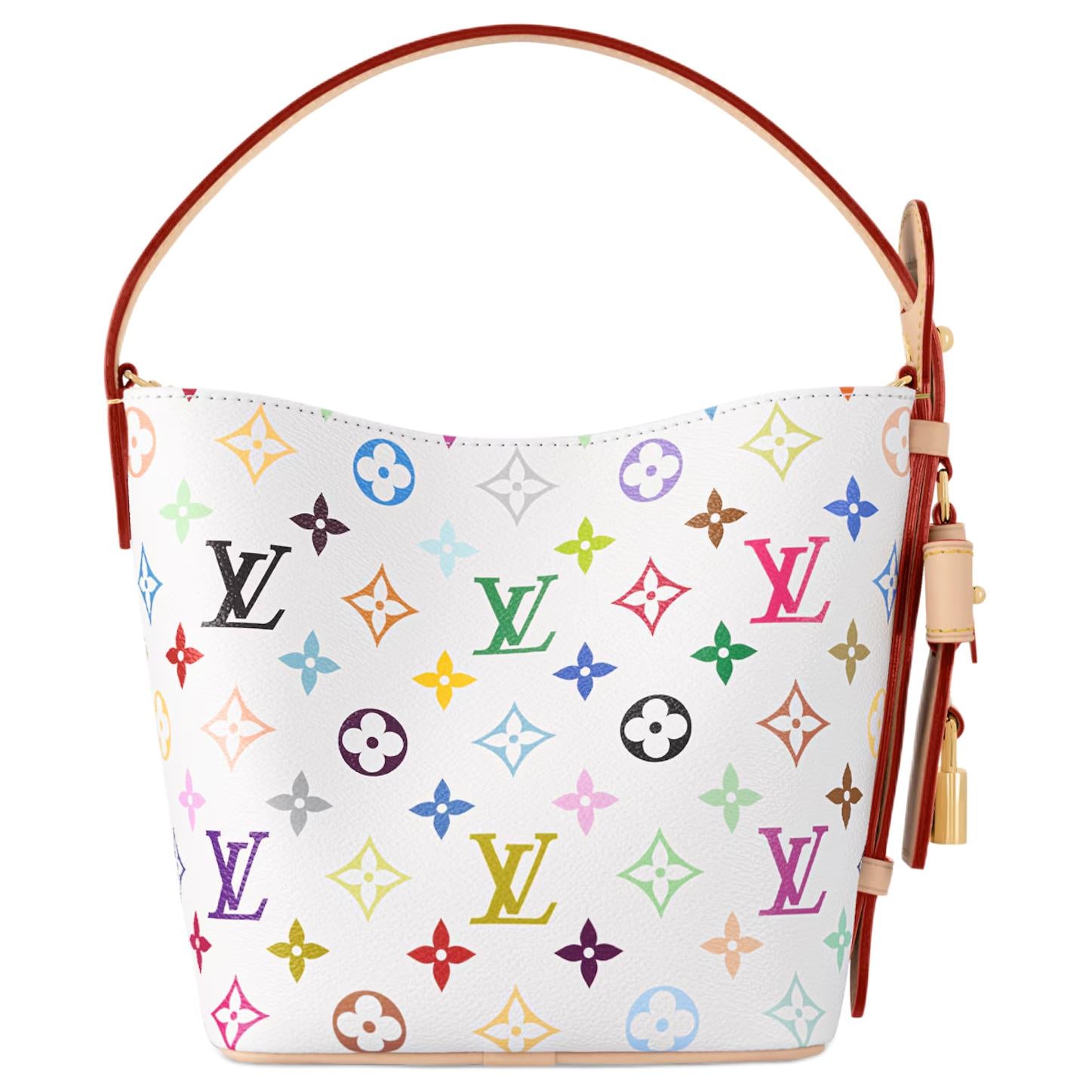 LOUIS VUITTON x Takashi Murakami Takashi Murakami Collaboration All In BB White Sancai Letter Logo Monogram Coated Canvas Bucket Bag Handbag Single Shoulder Bag Small Women's White