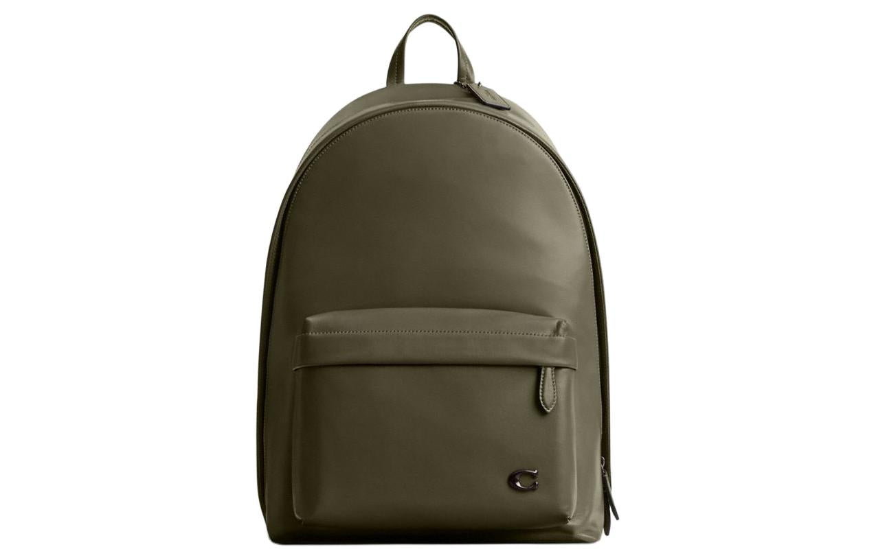 COACH Hall 29 Adjustable Zipper Shoulder Strap Leather Backpack Large Men's Green