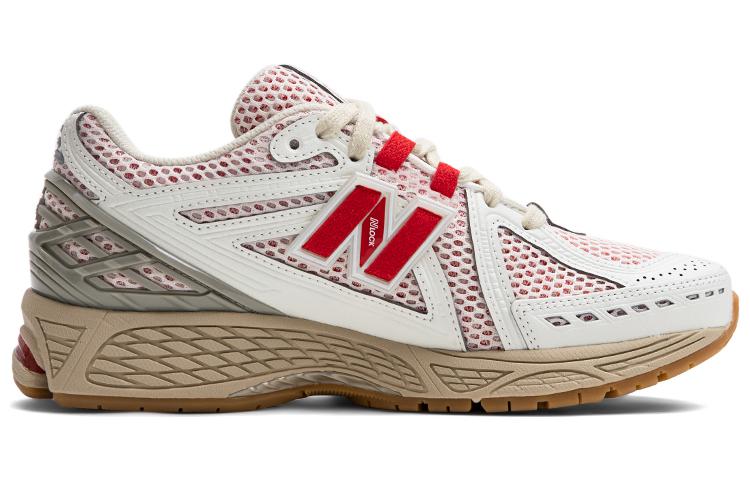 New Balance NB 1906R Trendy Vintage Comfortable Fabric, Synthetic Leather, Low-Top Casual Running Shoes, Unisex, White and Red