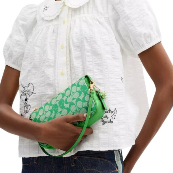 COACH x BRAIN DEAD collaboration Plaza 21 zipper seal fabric leather single shoulder bag small women's green