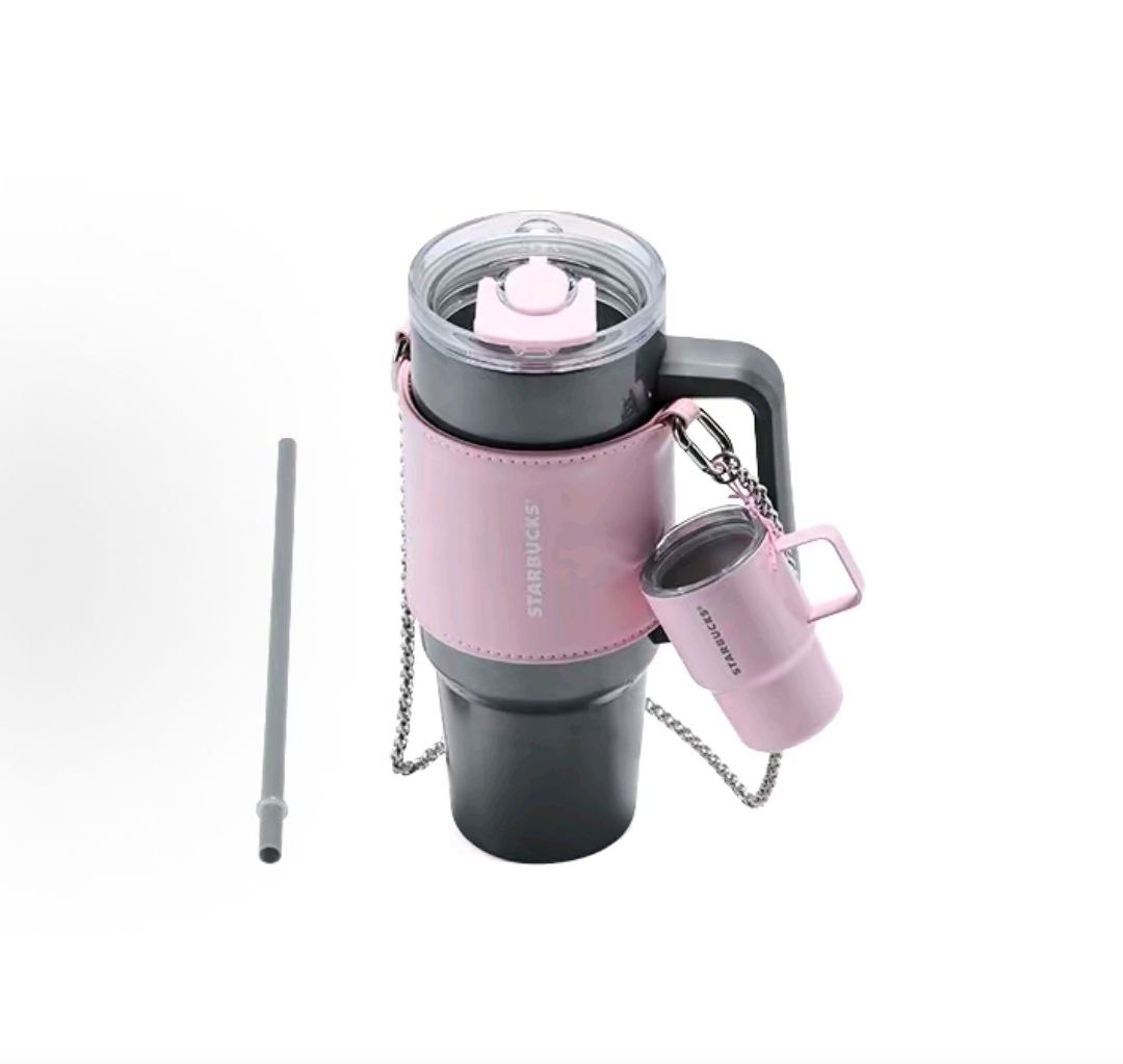 Starbucks Punk Ballet Series High-Value Water Bottle, Practical Large Capacity, Sweet and Cool Stainless Steel Double Drinking Cup (900ml) for Men and Women