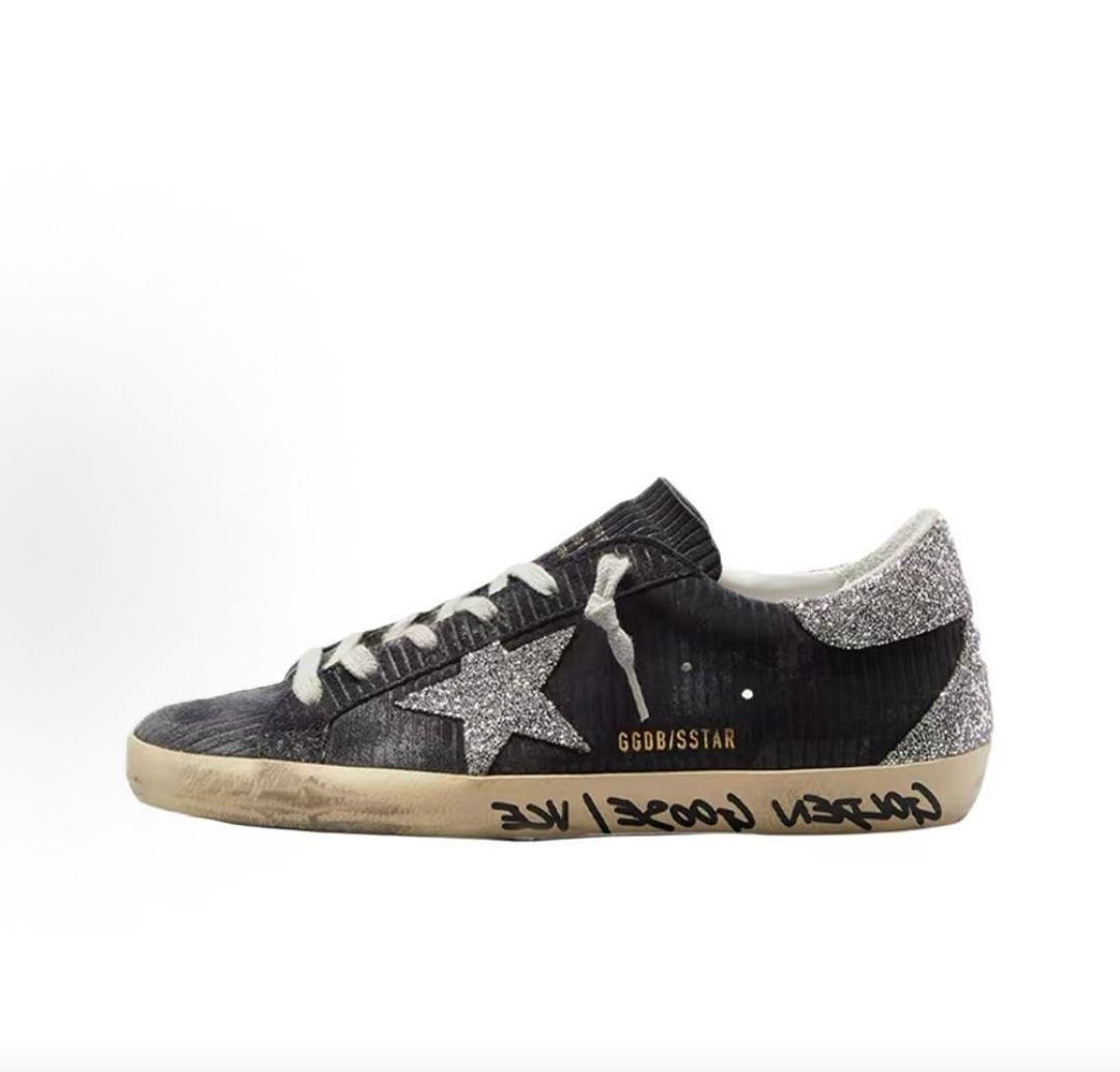 حذاء رياضي Golden Goose Super-Star أسود بجليتر فضي
