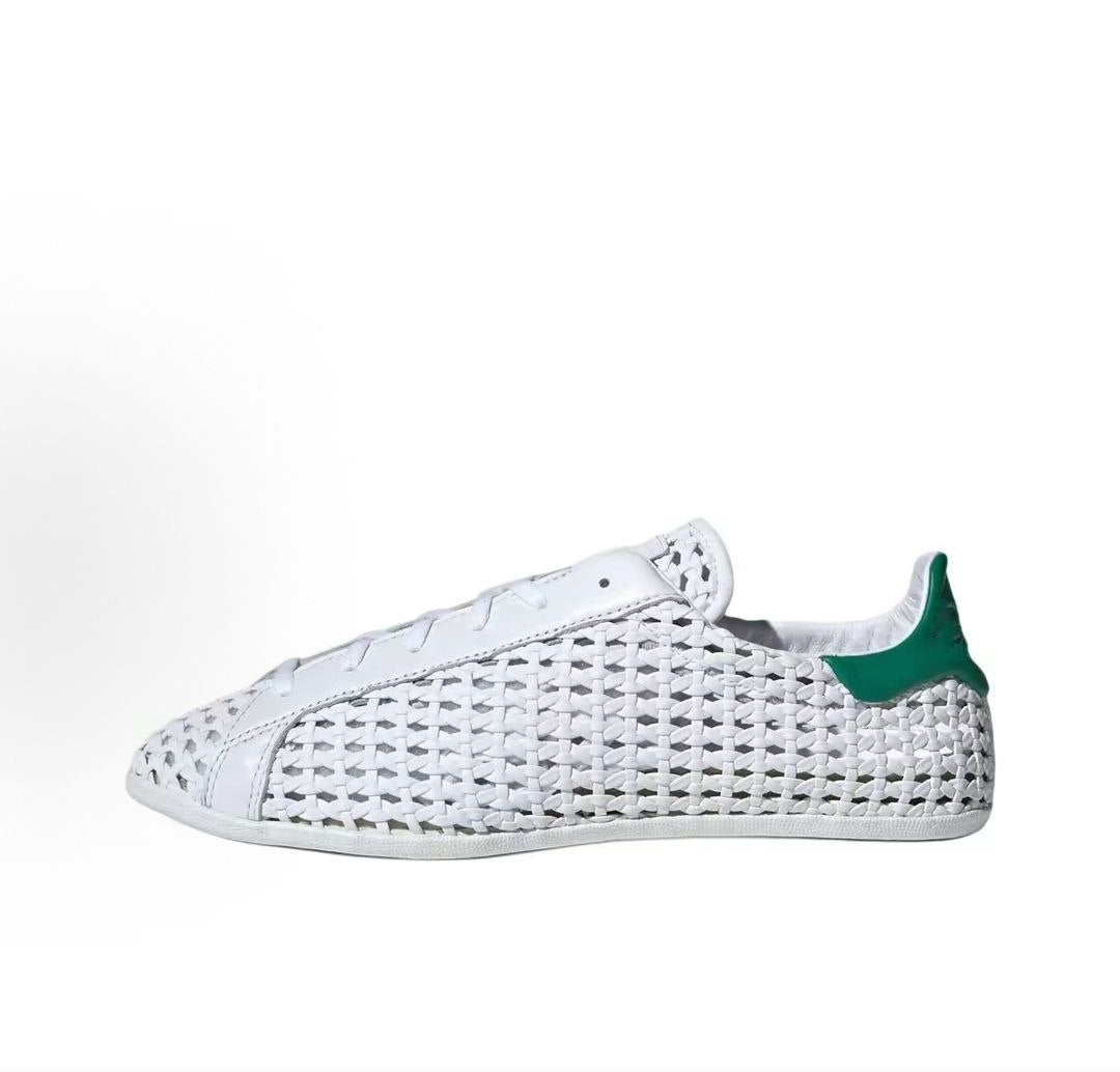 حذاء رياضي أصلي Adidas Stan Smith Woven أبيض وأخضر