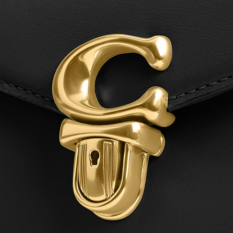 COACH Sammy 12 Metal Logo Locking Strap Detachable Cowhide Leather Crossbody Handbag Mini Women's Black