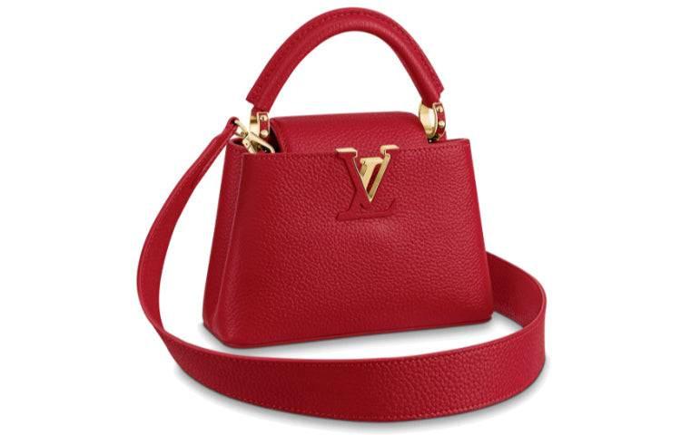 حقيبة Louis Vuitton Capucines جلد أحمر فاخرة.