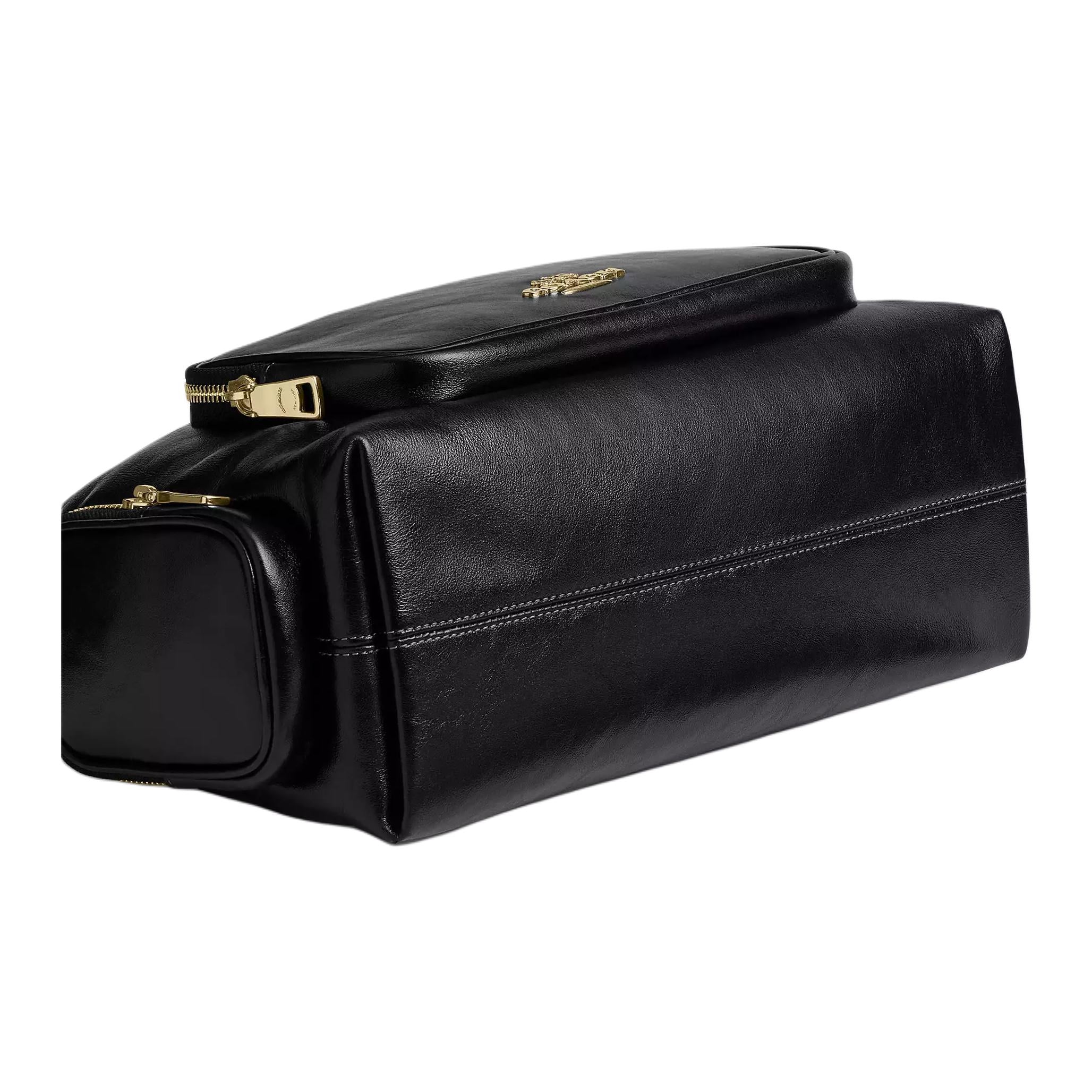 COACH Laurel 30 Zipper Detachable Shoulder Strap Leather Single Shoulder Bag Large Women's Black