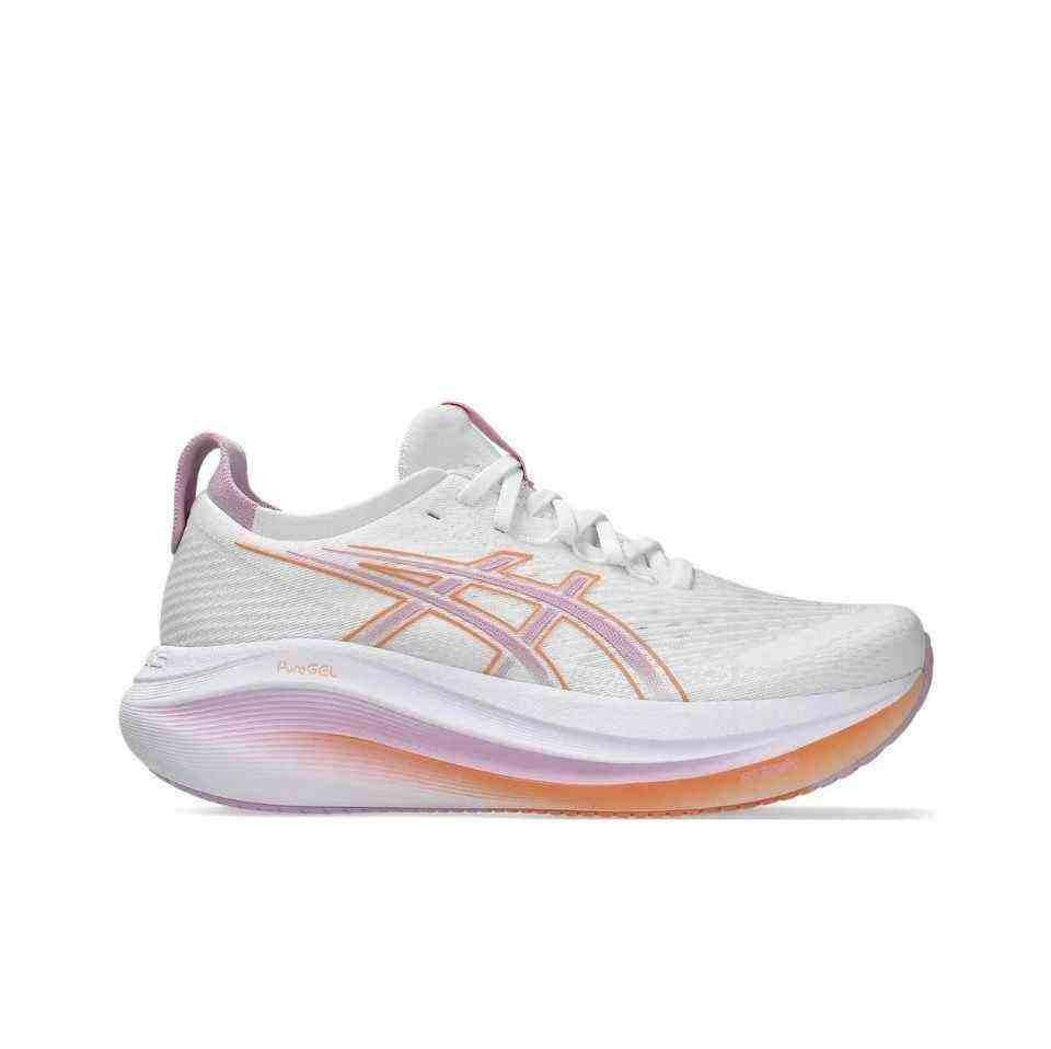 حذاء للجري ASICS بتقنية PureGEL مريح لون أبيض وبرتقالي.