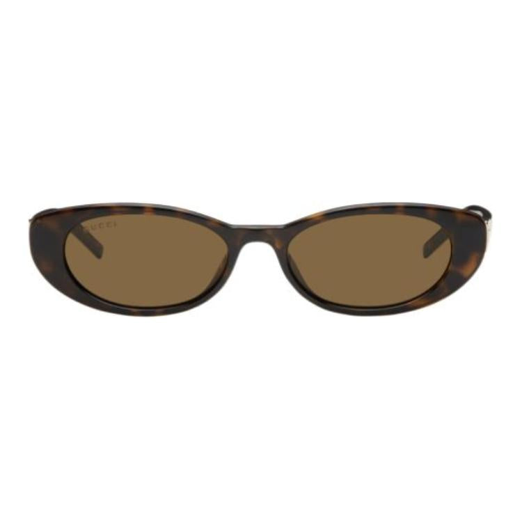 نظارات شمسية Gucci بتصميم Oval وإطار بلون Tortoise