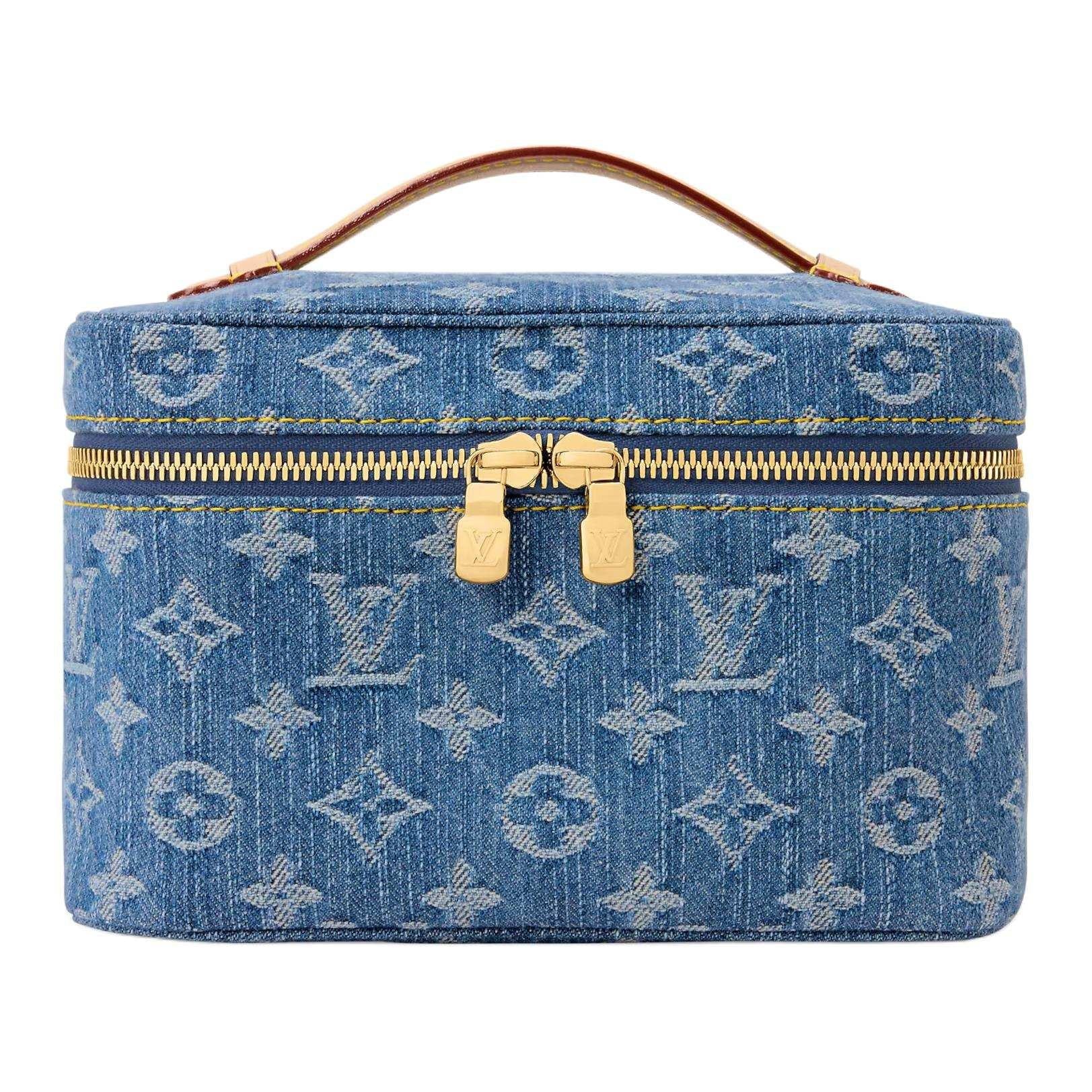 حقيبة Makeup من قماش Denim أزرق بنقشة Monogram.