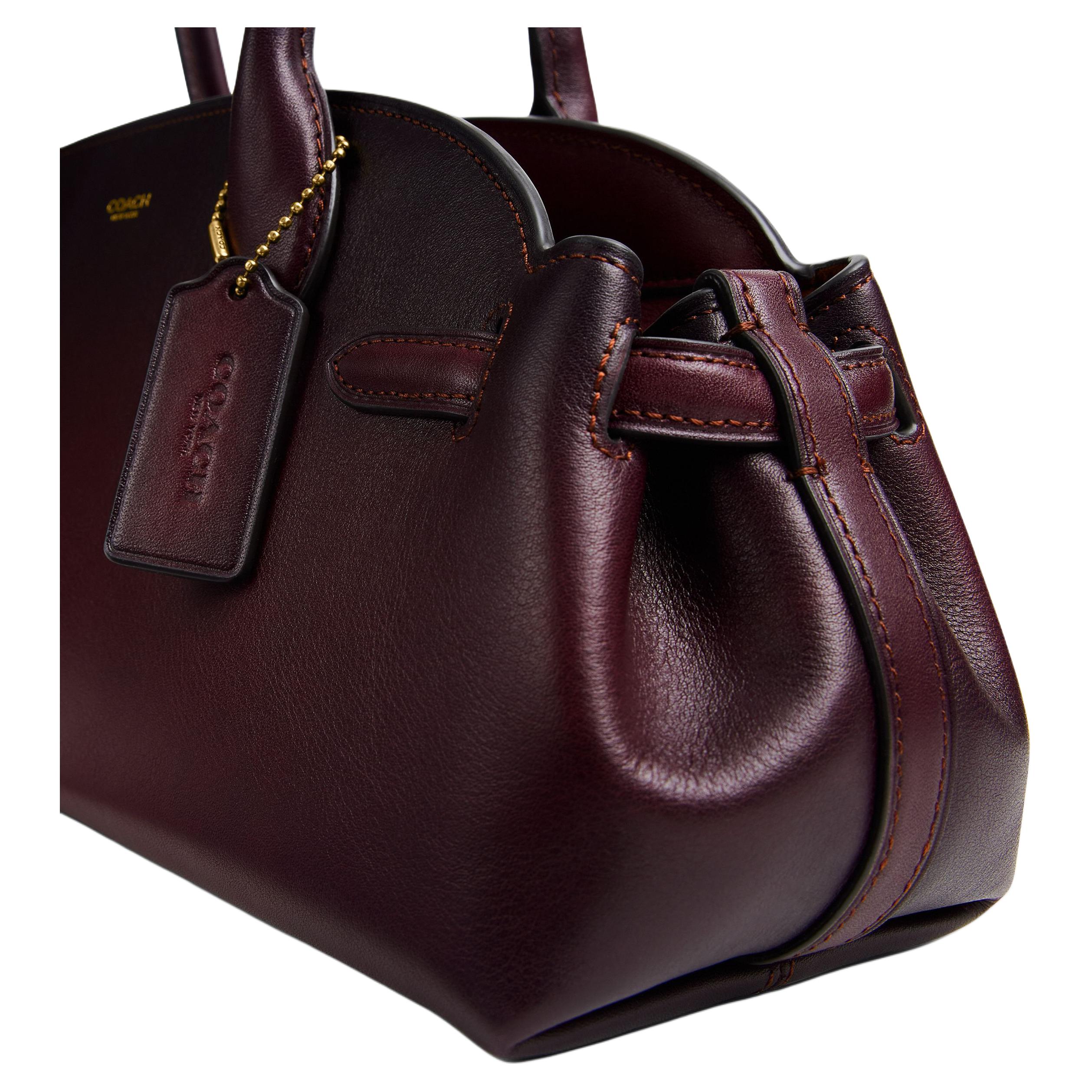 COACH Empire Carryall 34 Foil Logo Bowling Bag Crossbody Handbag Cowhide Leather Single Shoulder Large Women's Merlot Wine Red