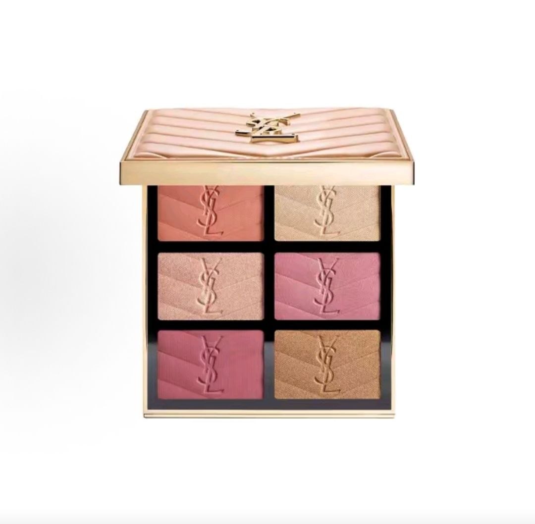 YSL Saint Laurent Six-Color Face Makeup Palette Blush Highlighter Contouring Palette Easy to Apply Natural Non-Falling Powder 27g