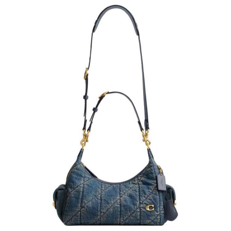 Coach Juliet Shoulder Bag 30 | حقيبة كوتش جولييت الدينيم بتطريز ألماسي 💎.