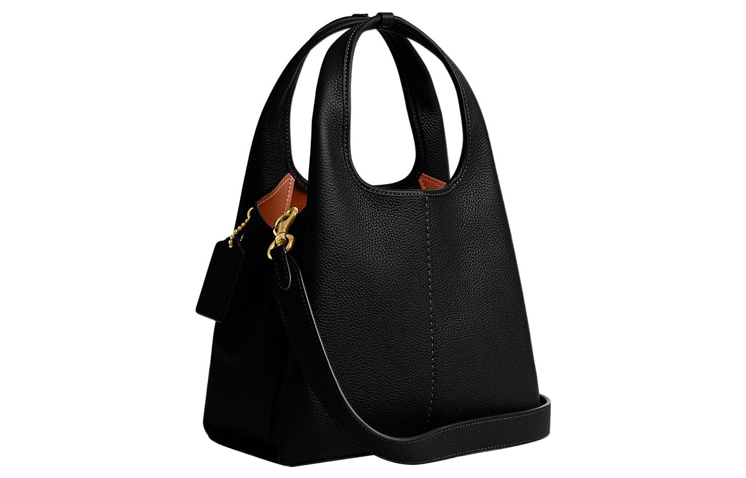 COACH Lana 23 Solid Gold Label Zipper Quilted Hardware Buckle Pebble Pattern Leather Single Shoulder Handbag Medium Size Women's Black