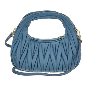 MIU Miu Wander Matelassé Hobo Bag Shoulder Crossbody Mini Blue.