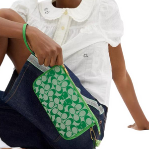 COACH x BRAIN DEAD collaboration Plaza 21 zipper seal fabric leather single shoulder bag small women's green