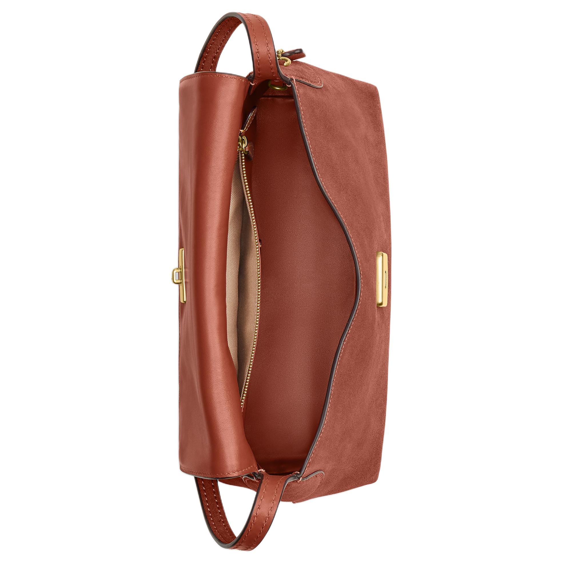 COACH Chelsea 30 Minimalist Design Push-Lock Cleavage Leather Single Shoulder Bag Large Women's Terracotta Color