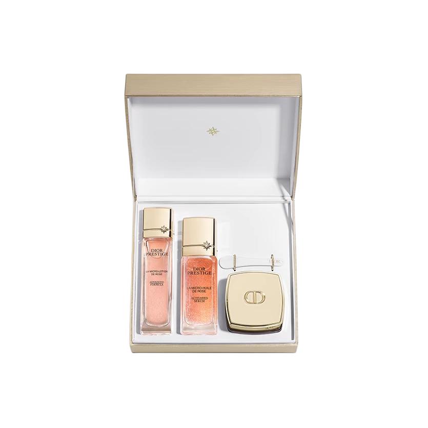DIOR Floral Secret Essence Water Cream Luxury Gift Box Skincare Set Moisturizing Firming Anti-Aging Repair 30ml+15ml+30ml Birthday Gift for Girlfriend