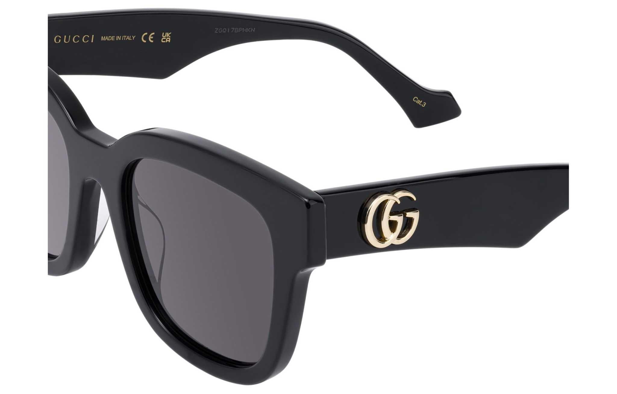نظارات Gucci شمسية Square سوداء بإطار كلاسيكي فاخر.