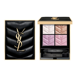باليت ظلال عيون رباعية بشعار YSL بدرجات بيضاء ووردية وليلكية