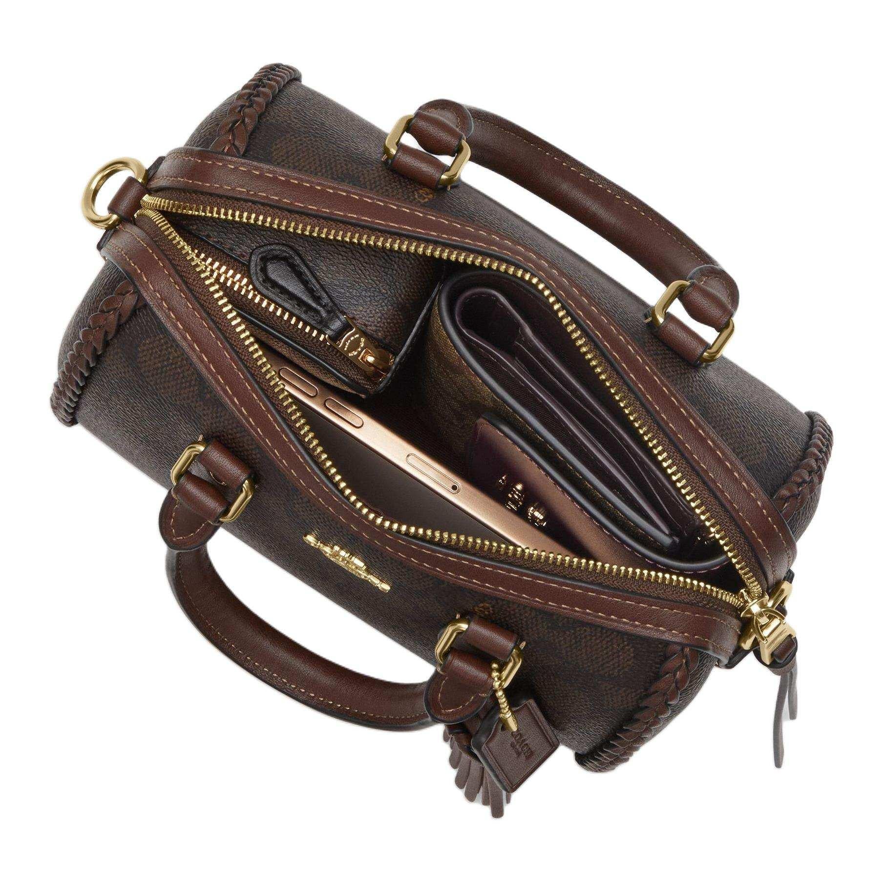 COACH Rowan 18  Tote Mini Maple Brown.