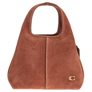 COACH Lana 23 Geometric Trapezoid Design Brand Logo Split Leather Handbag Medium Size Women's Brown