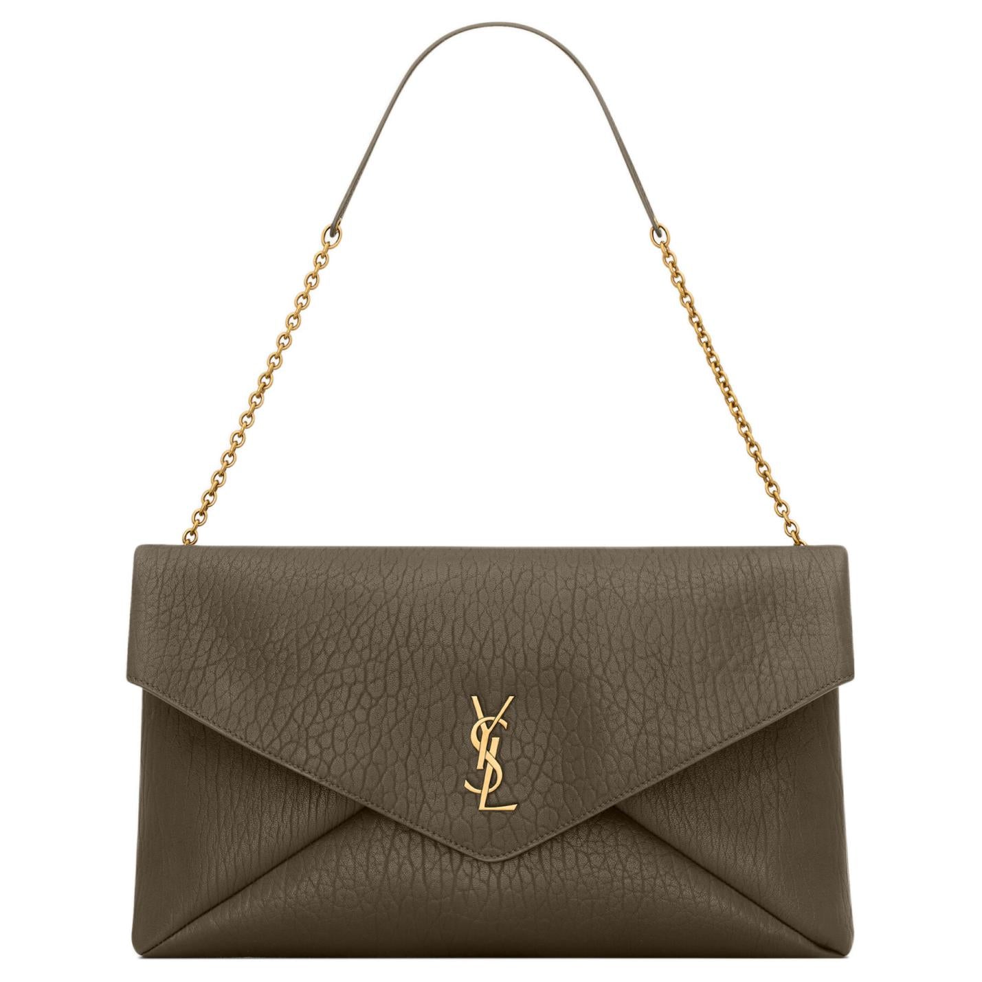 SAINT LAURENT YSL CASSANDRE CASSANDRE brand logo lambskin single shoulder bag extra large women's light musk color